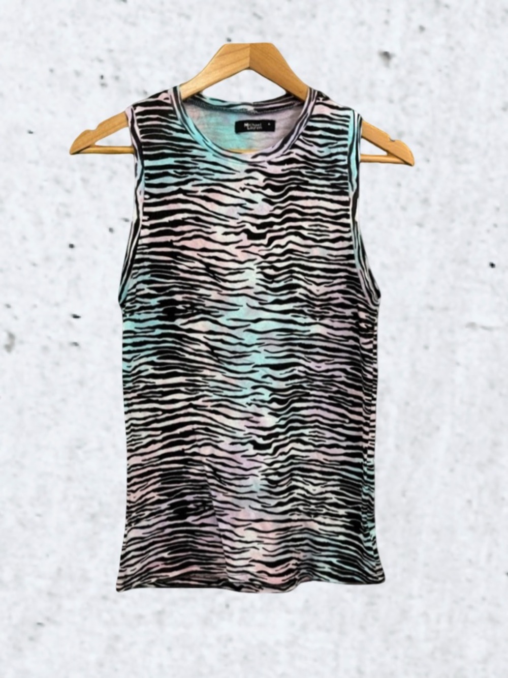 Michael Lauren Black and White Graphic Sleeveless Tank Top